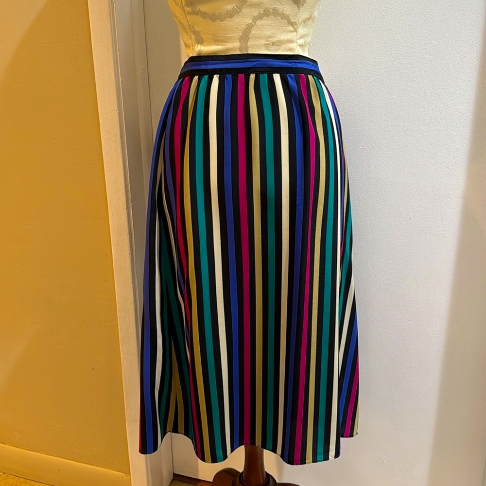 Sasson Vintage Striped Colorful Lightweight Midi Skirt Zip Up Hong Kong 14/15